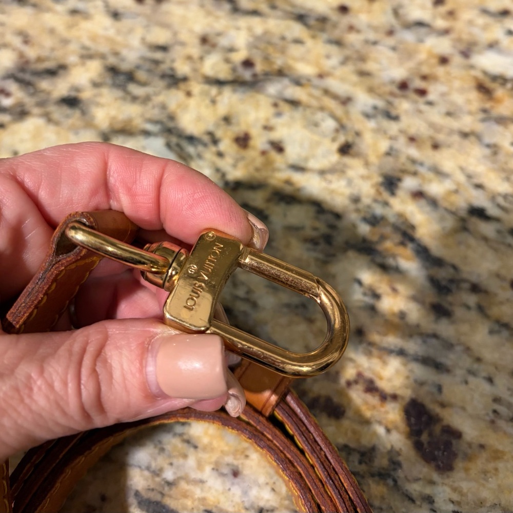 Authentic Louis Vuitton Brown and Tan Leather Shoulder Strap with Gold Hardware - Picture 5 of 11